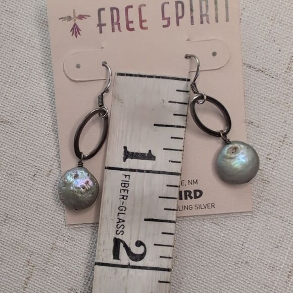NWT Peyote Bird Freshwater Pearl Sterling Silver Dangle Earrings - Picture 3 of 5